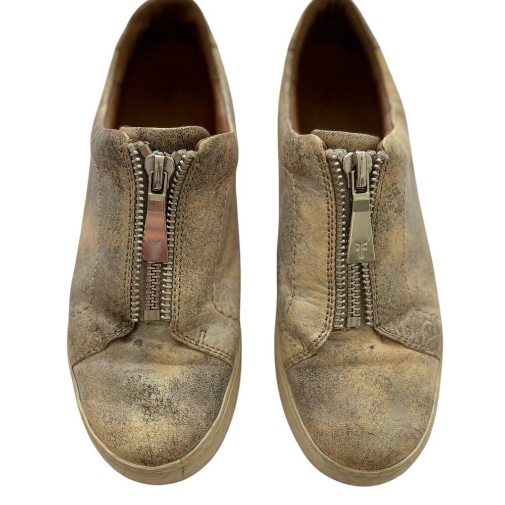 Frye Womens Size 8.5 Metallic Lena Zipper Low Cut Sneakers